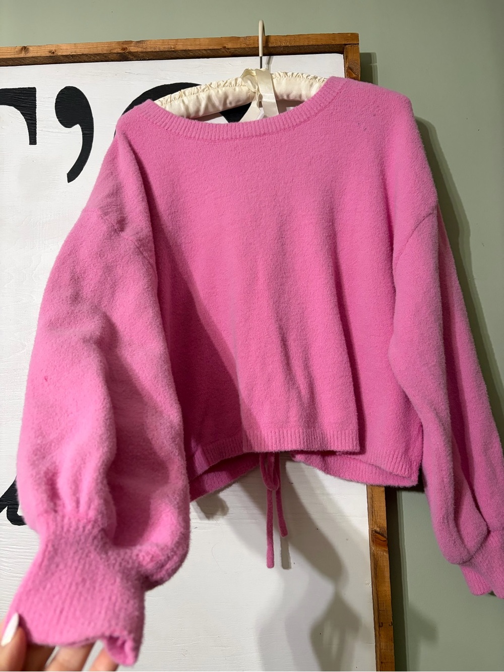 Le Lis Pink Drawstring Hem Crewneck Sweater - Picture 3 of 6